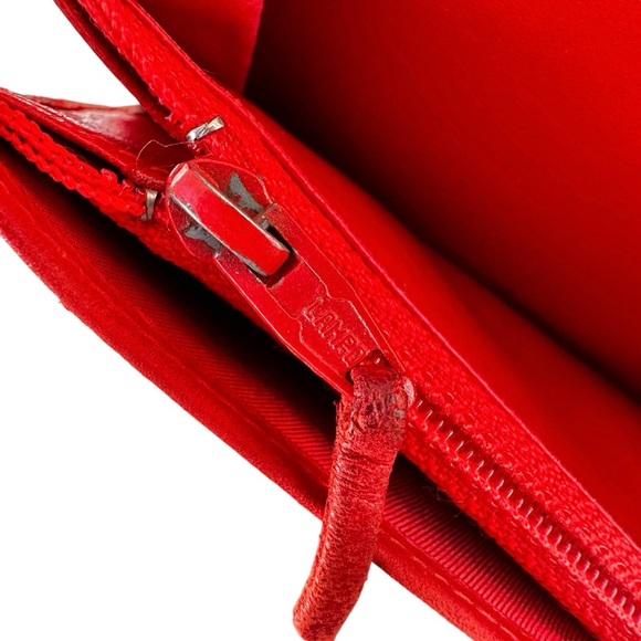 Authentic CHANEL Red Travel Line Leather & Canvas Long Wallet - Picture 3 of 16